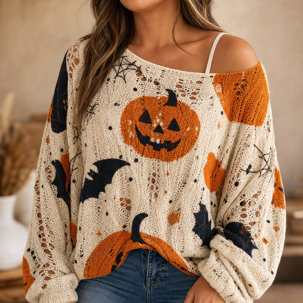Women's Pumpkin Sweater | Open-Knit Crochet Design 1