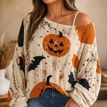 Women's Pumpkin Sweater | Open-Knit Crochet Design 1