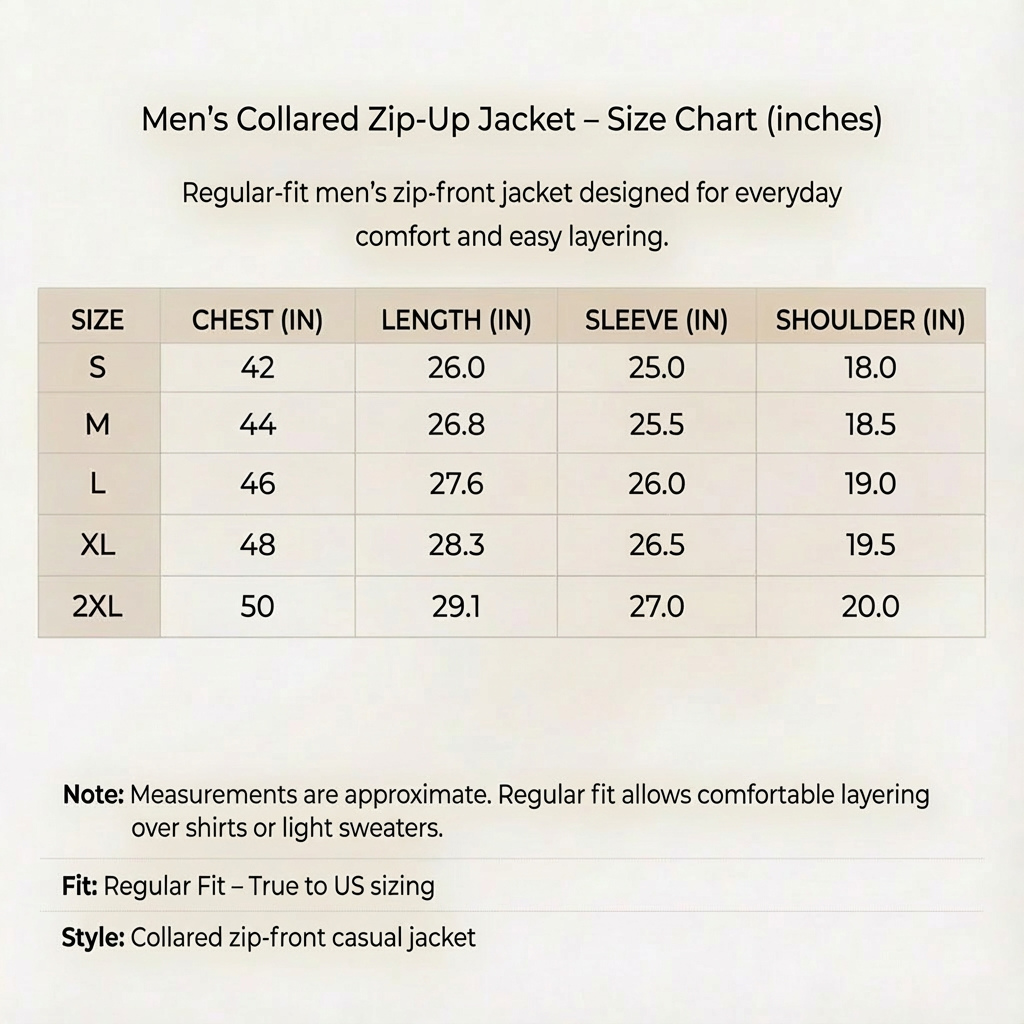 Men's Zip-Front Collared Jacket | Regular Fit & All-Day Comfort 6