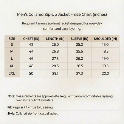 Men's Zip-Front Collared Jacket | Regular Fit & All-Day Comfort 6