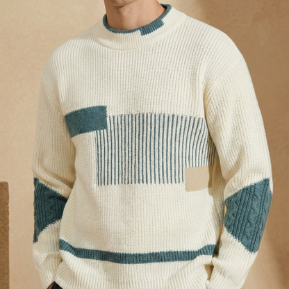 Men's Patchwork Knit Pullover | Crew Neck & Classic Fit 5