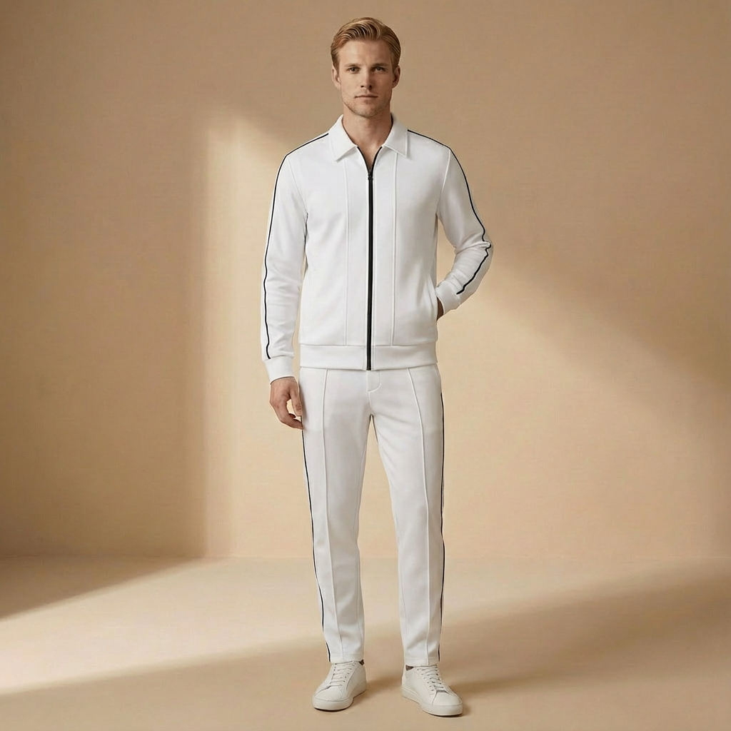 Men's Zip-Up Tracksuit Set | Structured Fit & Stand Collar 3