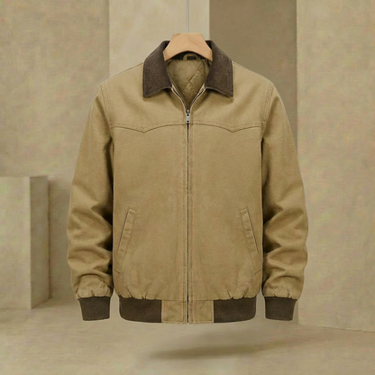Men's Quilted Work Jacket Insulated Coat Ribbed Cuffs Pockets 2