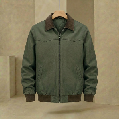 Men's Quilted Work Jacket Insulated Coat Ribbed Cuffs Pockets 1