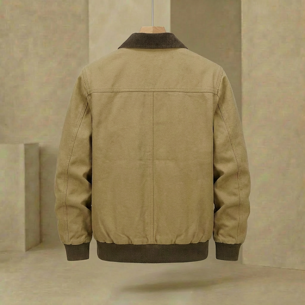 Men's Quilted Work Jacket Insulated Coat Ribbed Cuffs Pockets 4