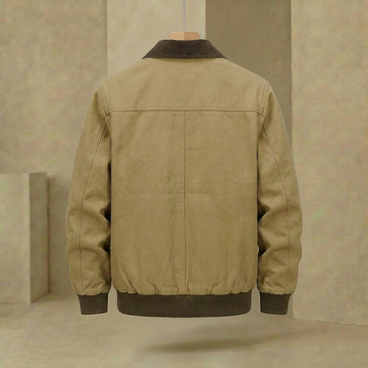 Men's Quilted Work Jacket Insulated Coat Ribbed Cuffs Pockets 4