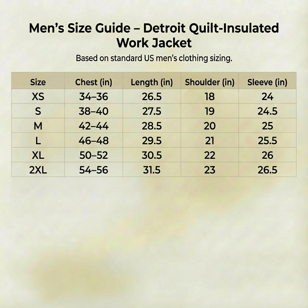 Men's Quilted Work Jacket Insulated Coat Ribbed Cuffs Pockets 6