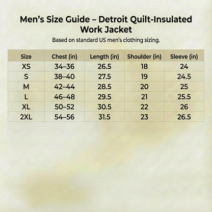 Men's Quilted Work Jacket Insulated Coat Ribbed Cuffs Pockets 6