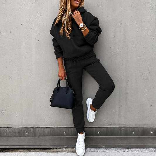 Isla - Women's Oversized Hoodie Sweatshirt and Jogger Set - Outfit Sets - Black - Davies & Cooper
