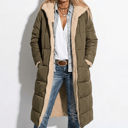 Kaela – Women's Quilted Coat for Cold Weather - Winter coat - Olive Green - Davies & Cooper