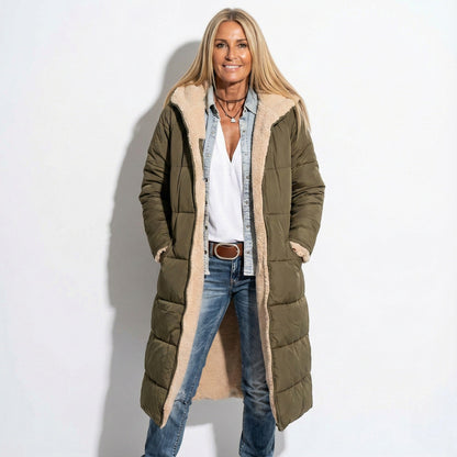 Kaela – Women's Quilted Coat for Cold Weather - Winter coat - Olive Green - Davies & Cooper