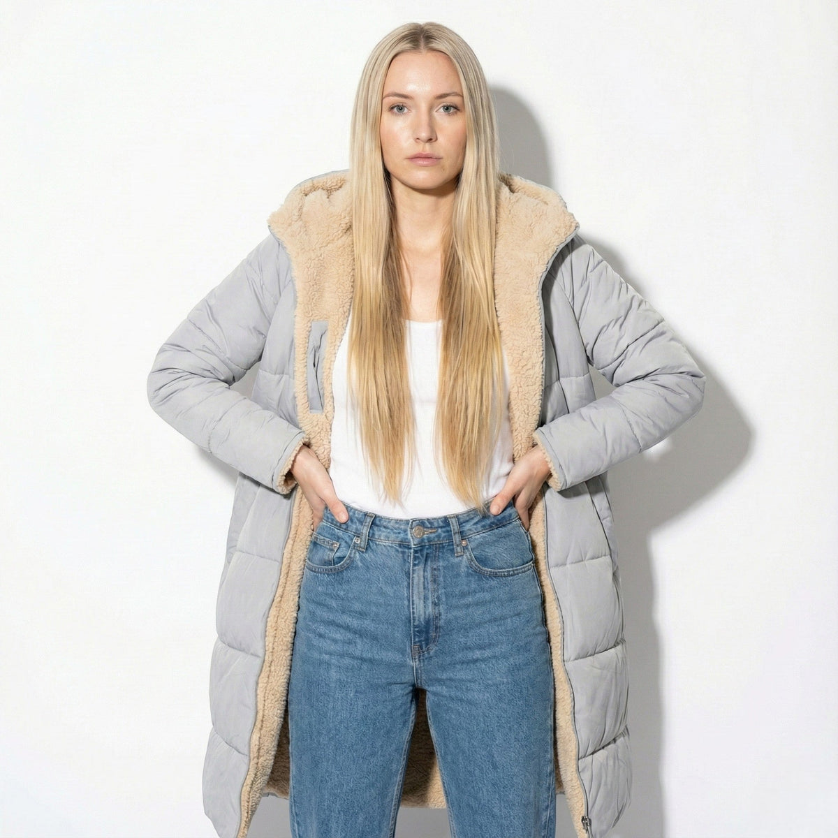 Kaela – Women's Quilted Coat for Cold Weather - Winter coat - Grey - Davies & Cooper