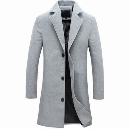 Leander | Men's Cold Weather Tailored Single-Breasted Long Wool-Blend Overcoat