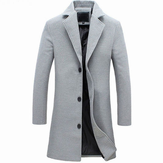 Leander | Men's Cold Weather Tailored Single-Breasted Long Wool-Blend Overcoat