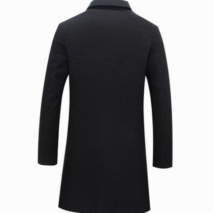 Leander | Men's Cold Weather Tailored Single-Breasted Long Wool-Blend Overcoat