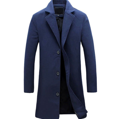 Leander | Men's Cold Weather Tailored Single-Breasted Long Wool-Blend Overcoat