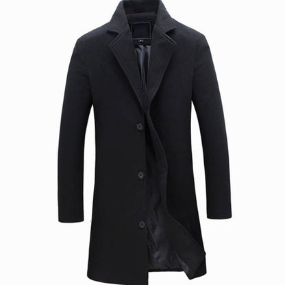 Leander | Men's Cold Weather Tailored Single-Breasted Long Wool-Blend Overcoat