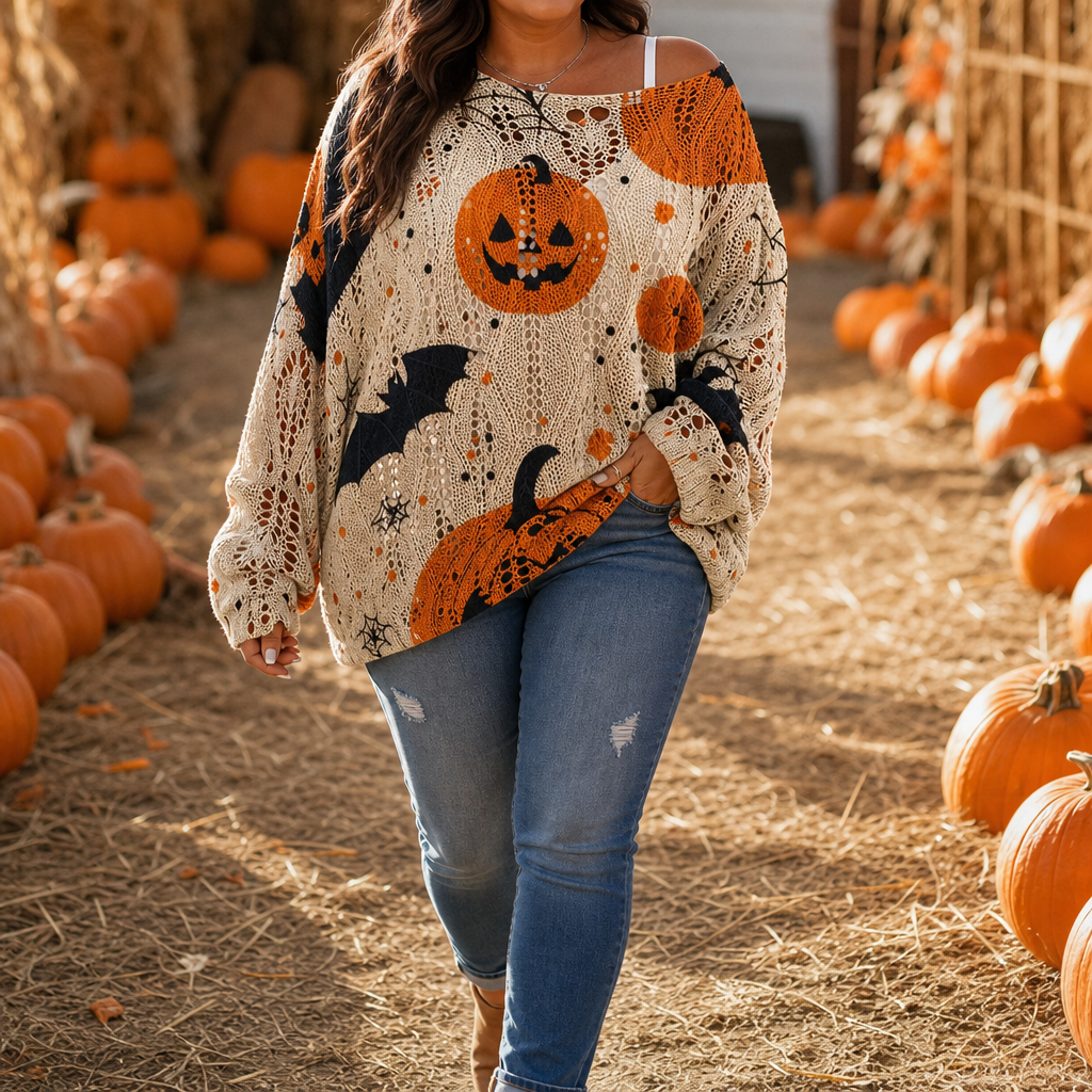 Women's Pumpkin Sweater | Open-Knit Crochet Design 5