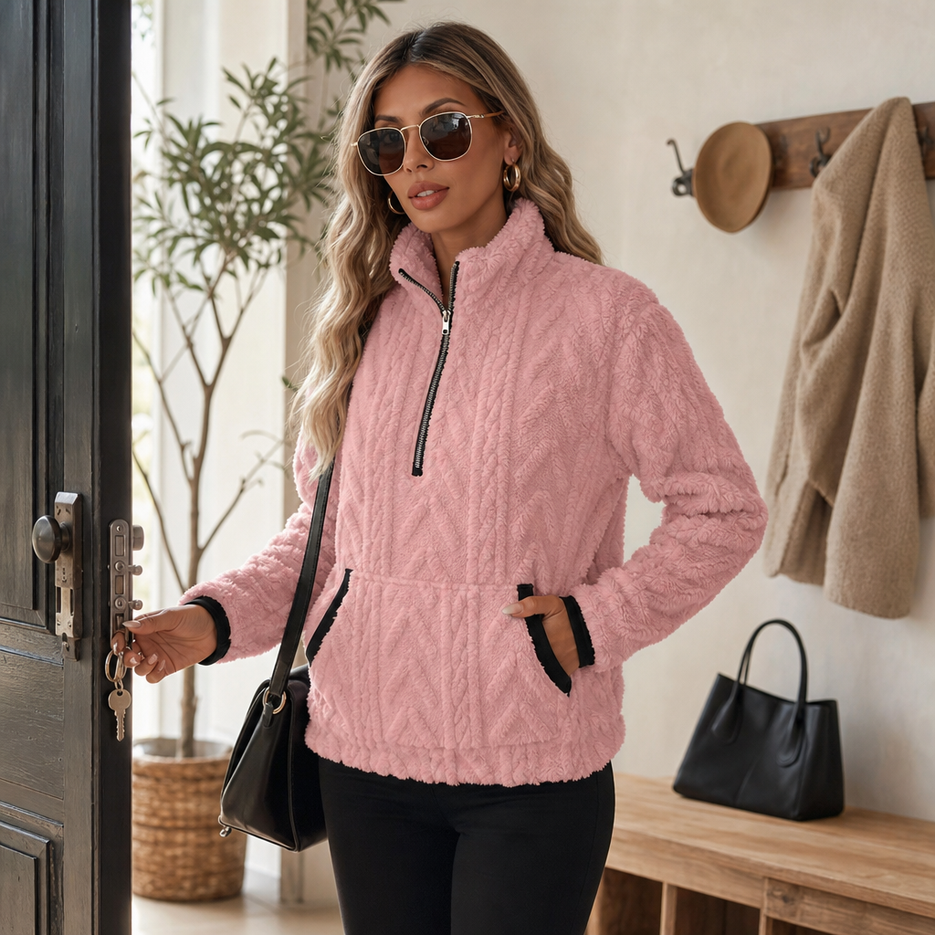 Women's Half-Zip Pullover | Soft Comfort & Kangaroo Pocket 4