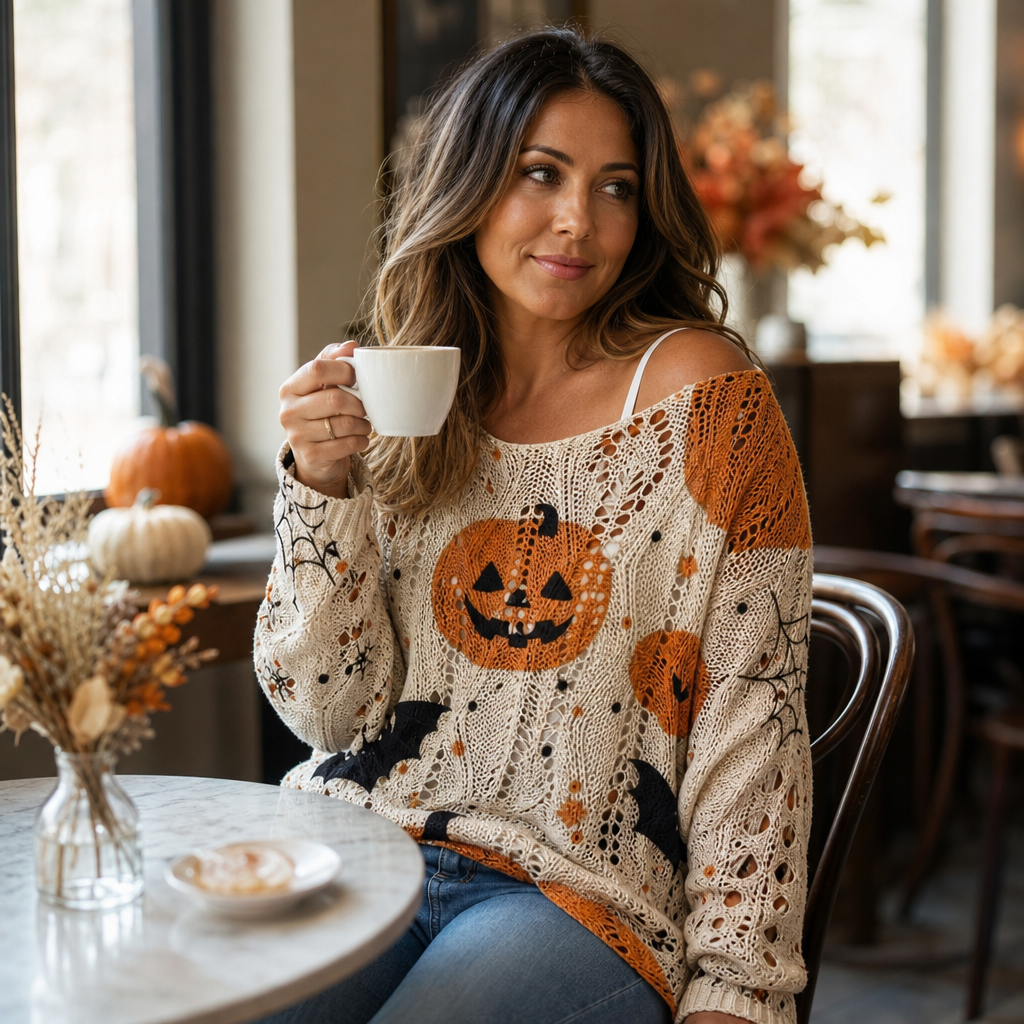 Women's Pumpkin Sweater | Open-Knit Crochet Design 7