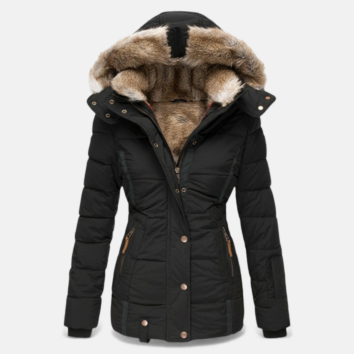 Lysandra – Women's Parka Coat with Hood - Winter Jacket - Black - Davies & Cooper