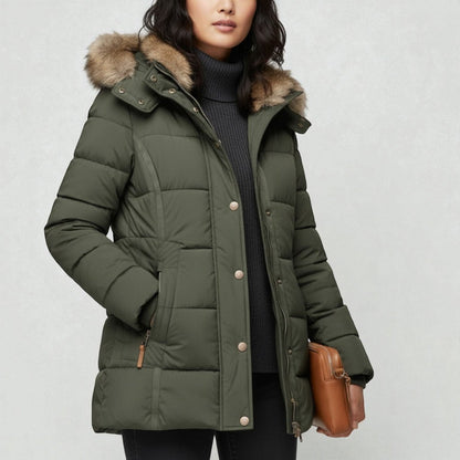 Lysandra – Women's Parka Coat with Hood - Winter Jacket - Green - Davies & Cooper