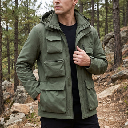 Marcus - Men's Multi-Pocket Hooded Utility Jacket - Coats & Jackets - Green - Davies & Cooper