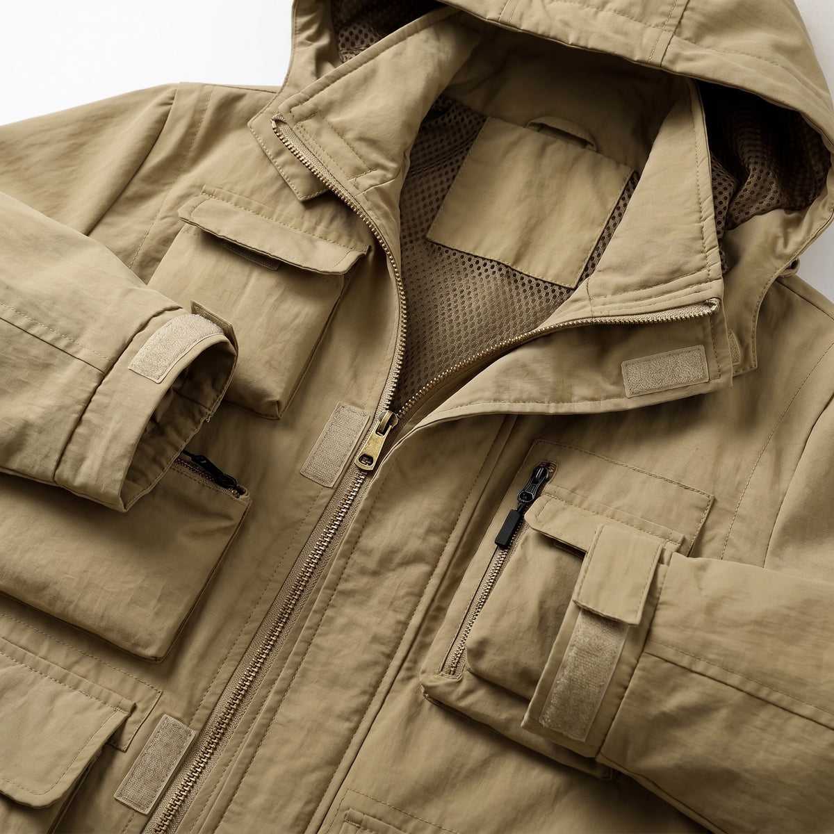 Marcus - Men's Multi-Pocket Hooded Utility Jacket - Coats & Jackets - Khaki - Davies & Cooper