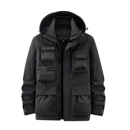Marcus - Men's Multi-Pocket Hooded Utility Jacket - Coats & Jackets - Black - Davies & Cooper