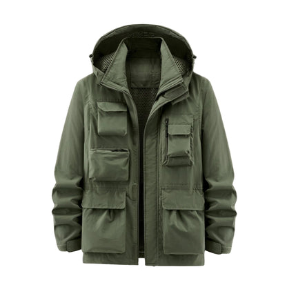 Marcus - Men's Multi-Pocket Hooded Utility Jacket - Coats & Jackets - Green - Davies & Cooper