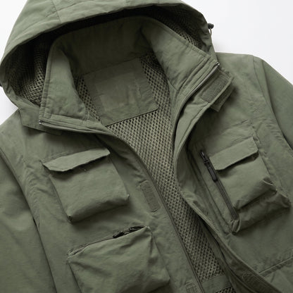 Marcus - Men's Multi-Pocket Hooded Utility Jacket - Coats & Jackets - Green - Davies & Cooper