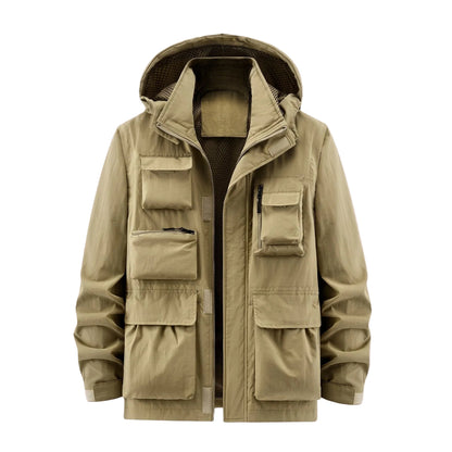 Marcus - Men's Multi-Pocket Hooded Utility Jacket - Coats & Jackets - Khaki - Davies & Cooper