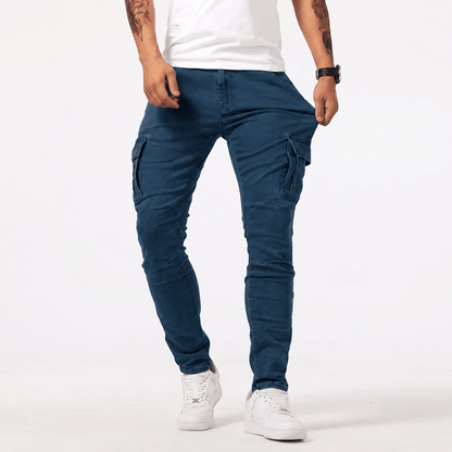 Marcus - Men's Slim Fit Denim Jeans with Multiple Pockets - Jeans - Dark Blue - Davies & Cooper
