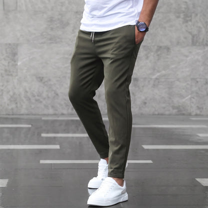 Marcus - Men's Slim Fit Elasticated Waist Jogger Trousers with Drawstring - Joggers - Army Green - Davies & Cooper