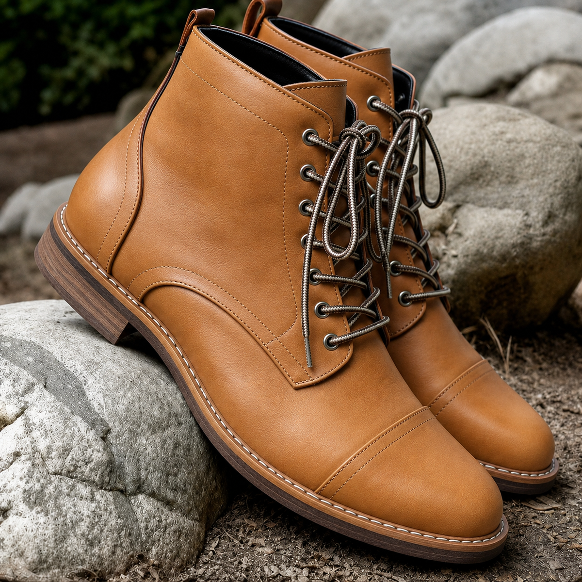 Men's Cap Toe Lace Up Ankle Boots Heritage Work Shoes 2