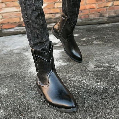 Men's Cowboy Boots Pointed Toe Stacked Heel Pull-On 3
