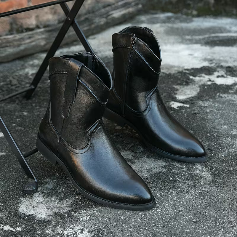 Men's Cowboy Boots Pointed Toe Stacked Heel Pull-On 1