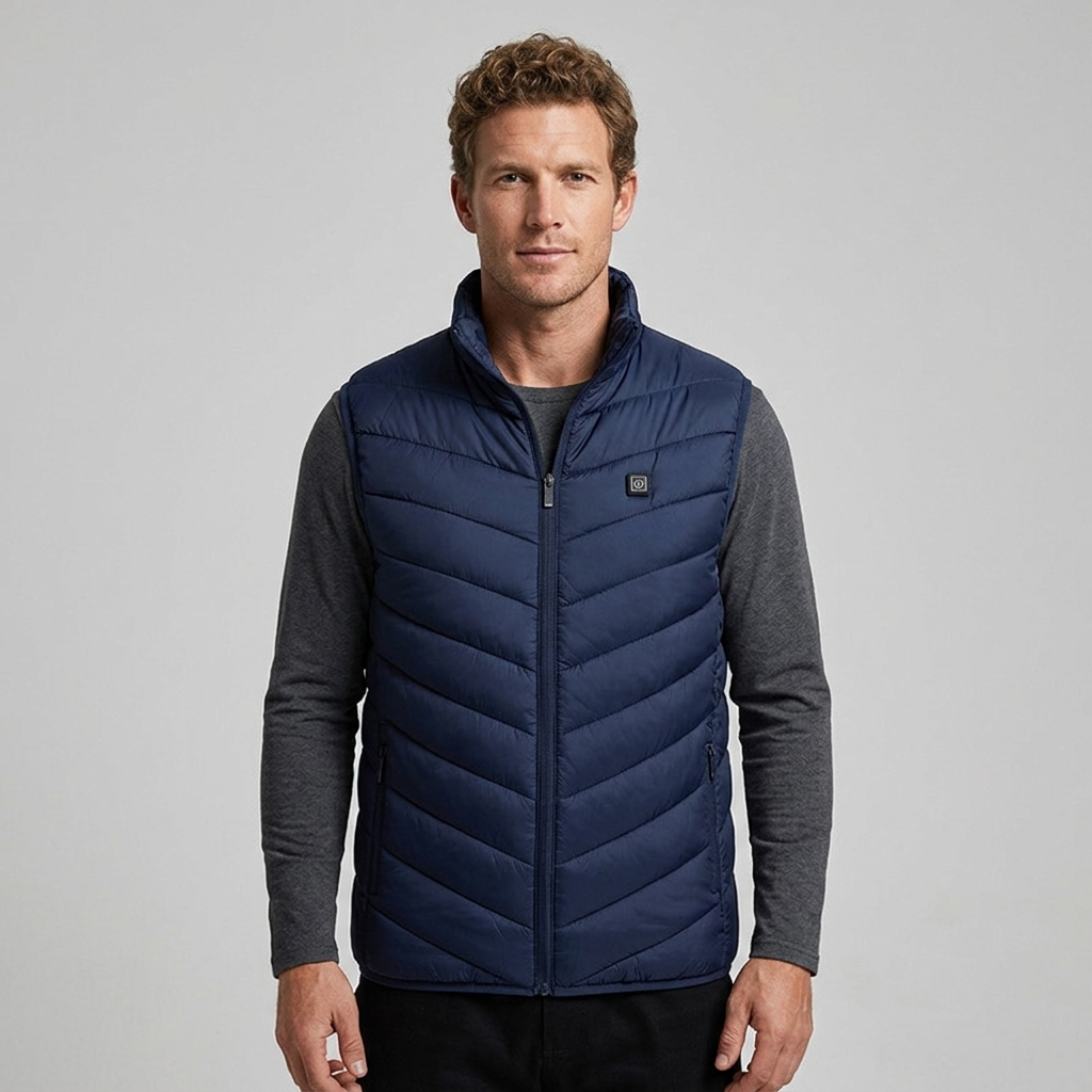 Men's USB Heated Vest Stand Collar Quilted Gilet Jacket 9