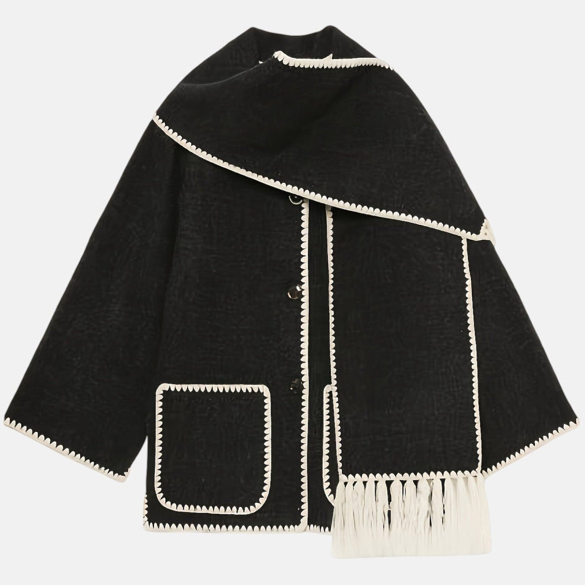 Mira – Women's Jacket with Shawl Collar - Tweed Jacket - Black - Davies & Cooper