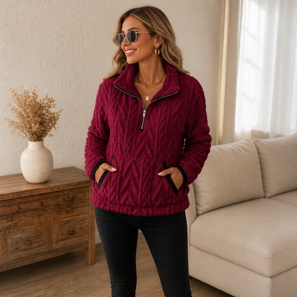 Women's Half-Zip Pullover | Soft Comfort & Kangaroo Pocket 9
