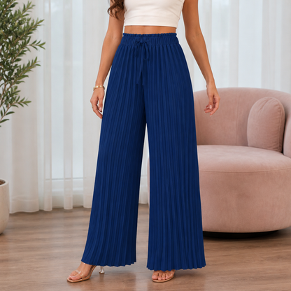 Women's Wide-Leg Trousers | Pleated Front & Drawstring Waist 12