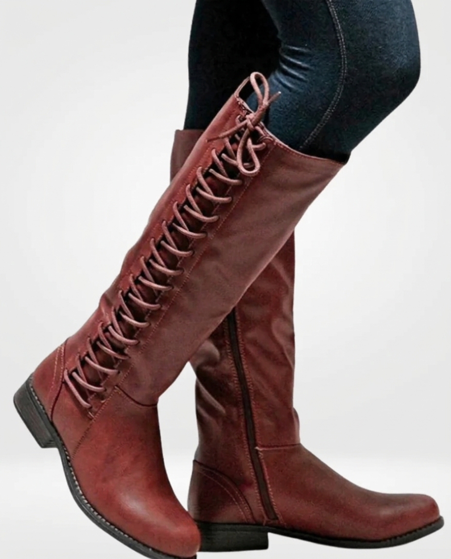 Women's Knee-High Boots | Lace-Up & Side Zip 1