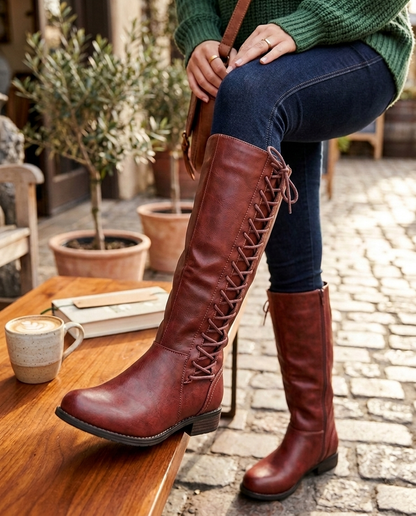 Women's Knee-High Boots | Lace-Up & Side Zip 2